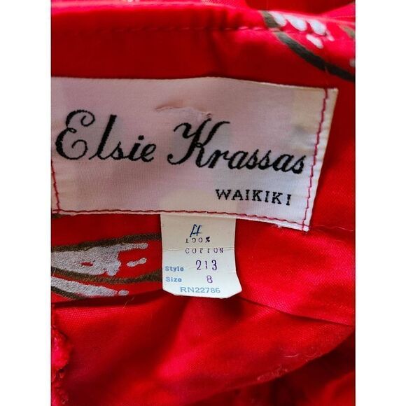 Red Vintage 60s Hawaiian Cotton Maxi Dress Kaftan Muumuu 70s Waikiki - Picture 6 of 6